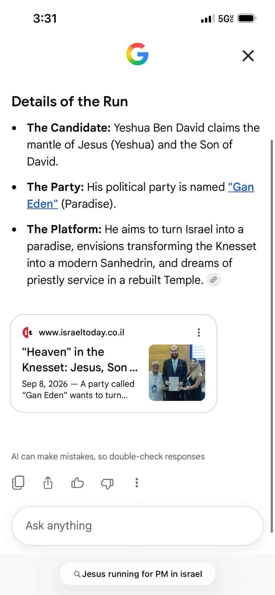 Politieke opschudding in Israël: Kandidaat "Yeshua Ben David" en eschatologische speculaties